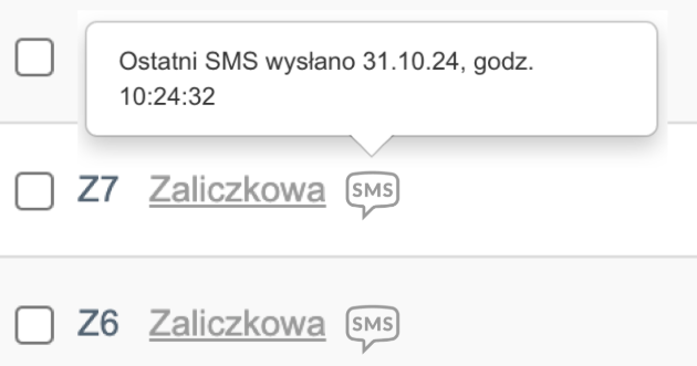 Na liście wystawionych dokumentów w Fakturowni przy danym dokumencie, gdzie było wysłane powiadomienie SMS pojawi się ikona SMS. Po najechaniu na ikonkę zobaczysz datę wysyłki ostatniego smsa.