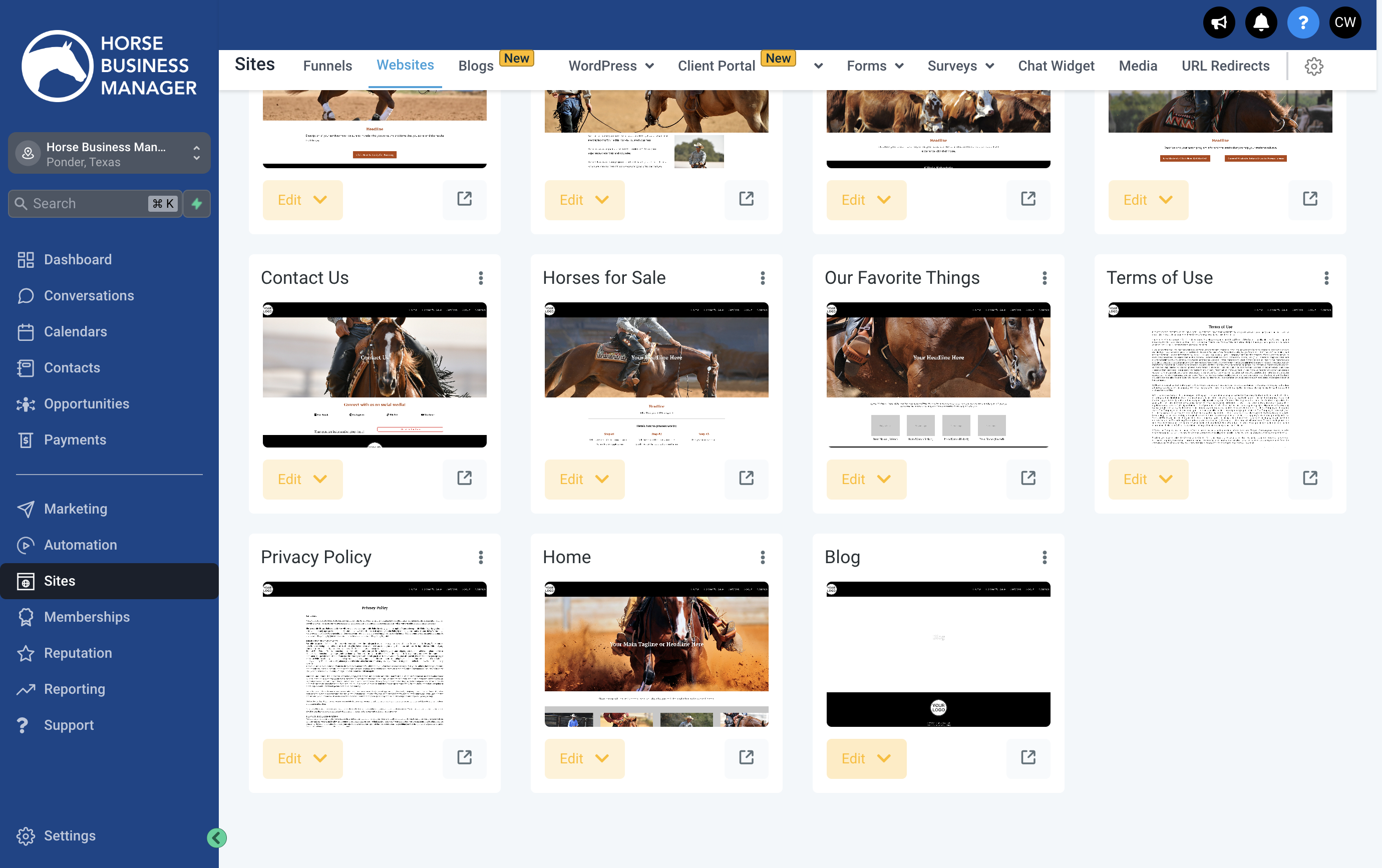 Locate your Blog page or create a new page where the blog will be shared