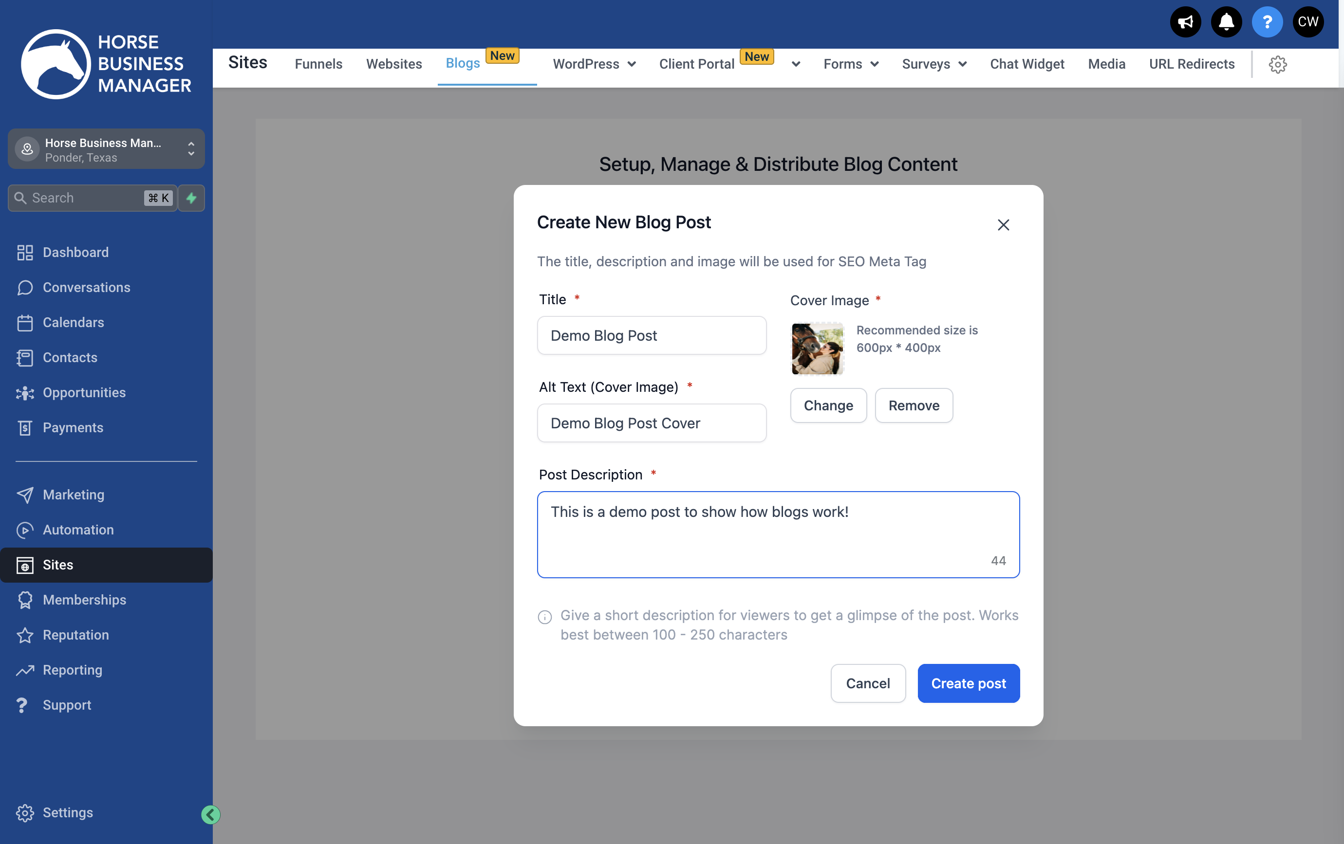 Click on Create post