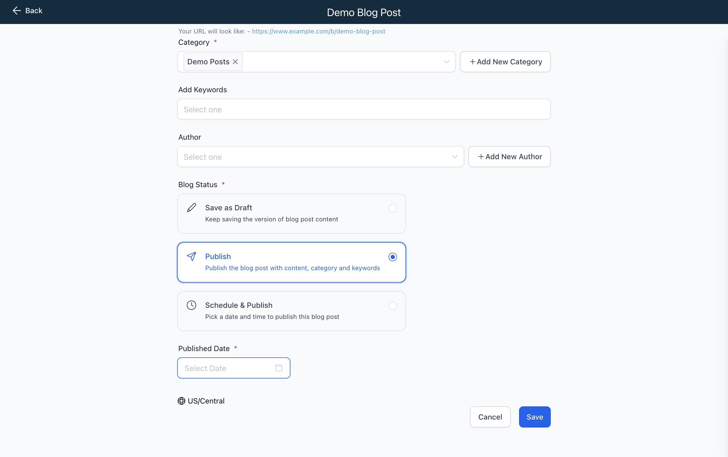 Select your publish date