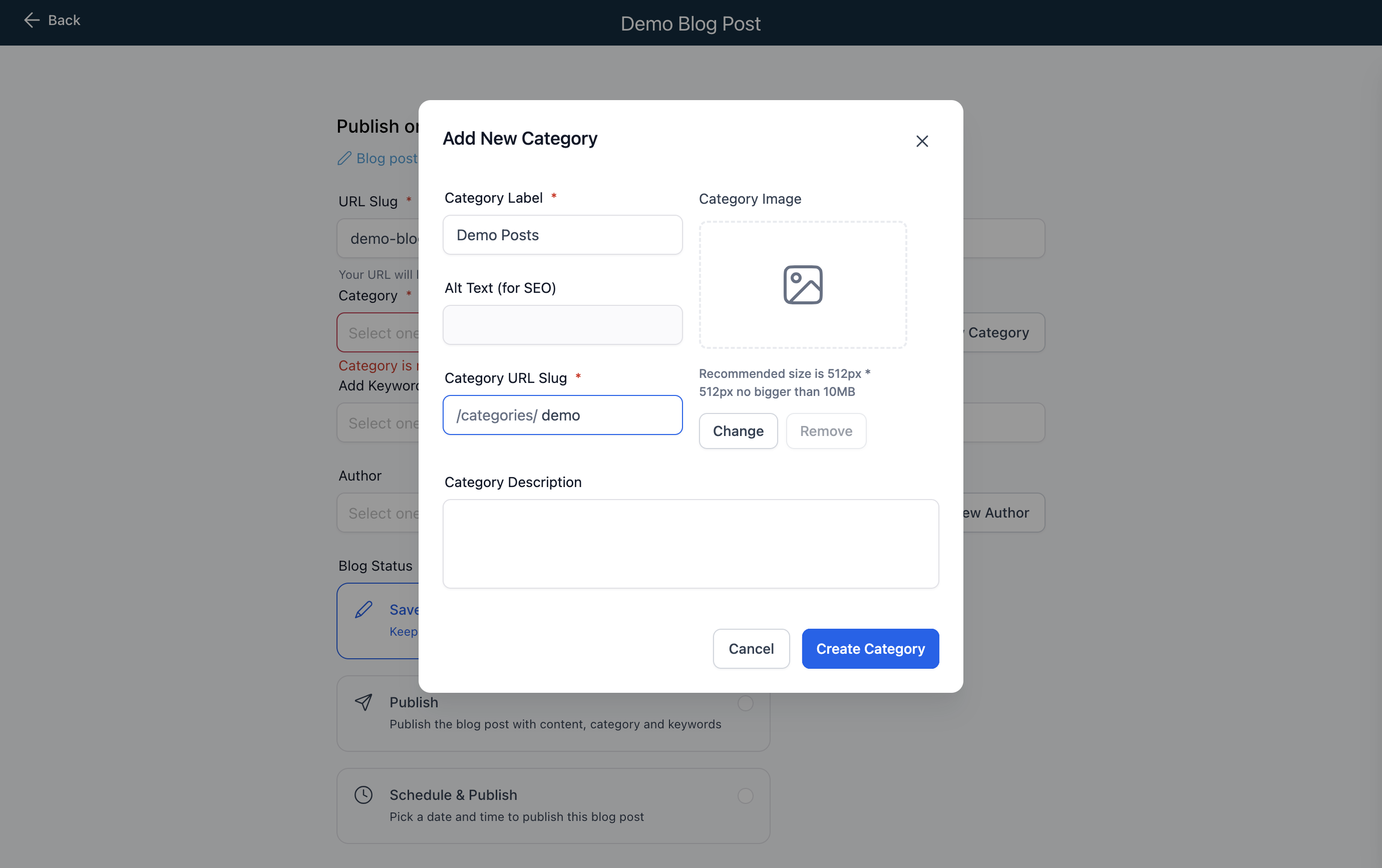 Click on Create Category