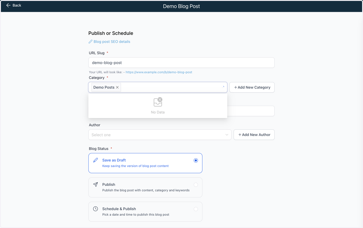 Click on Demo Posts