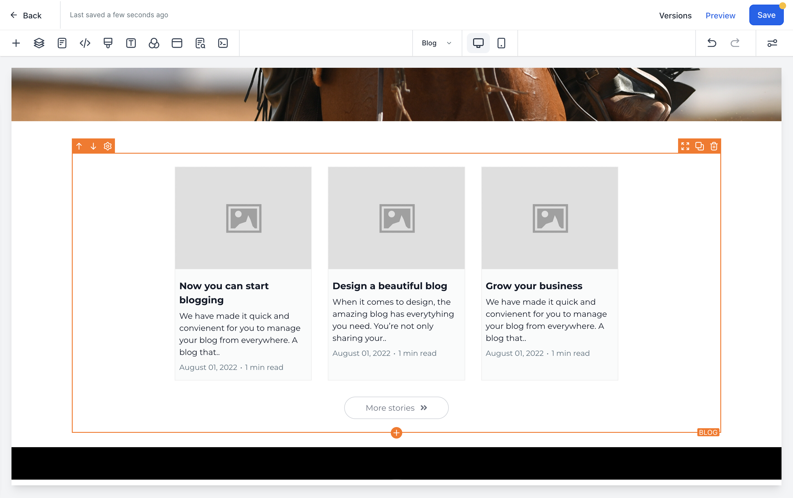 This will add a default blog element onto your site