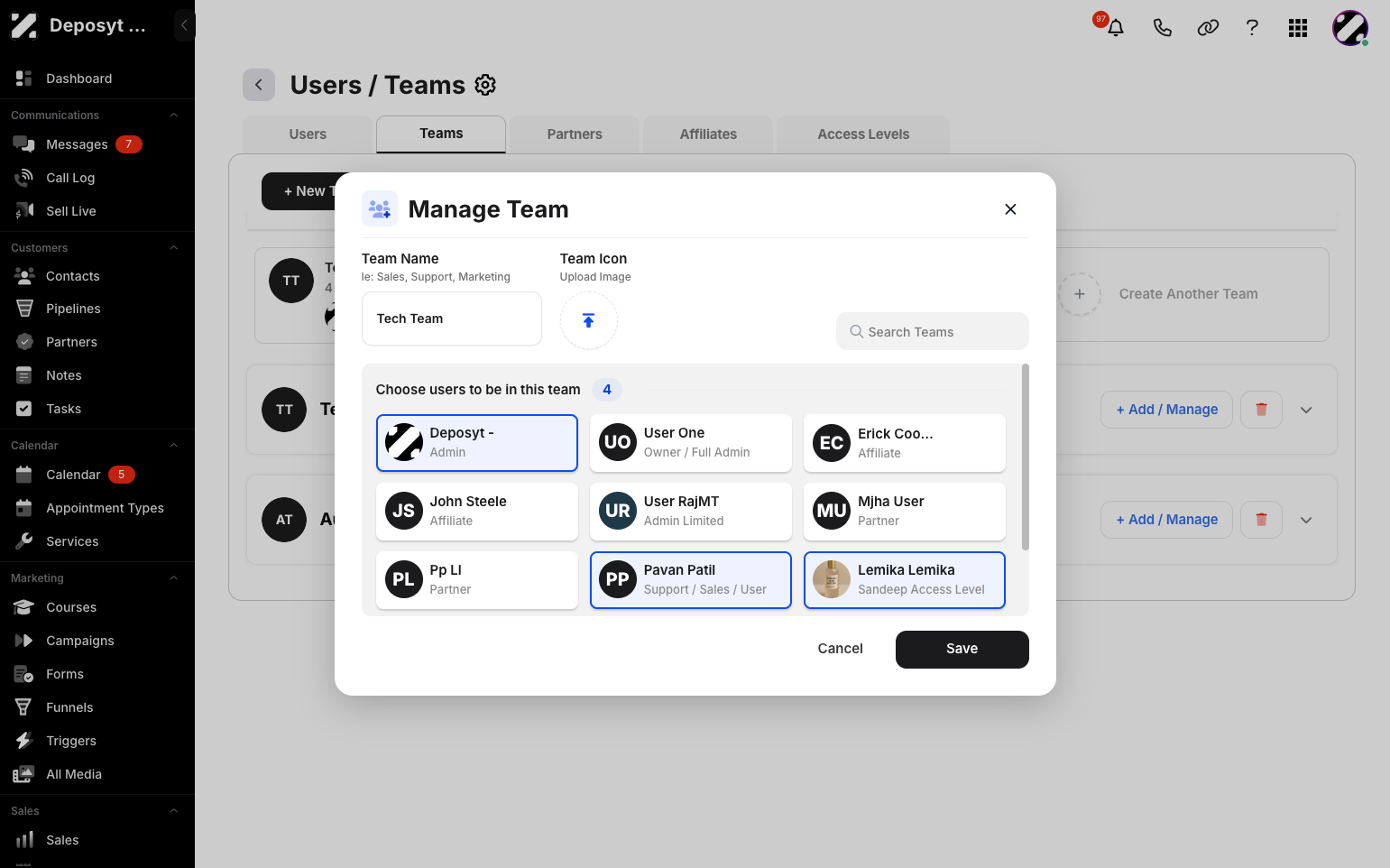Manage a Team