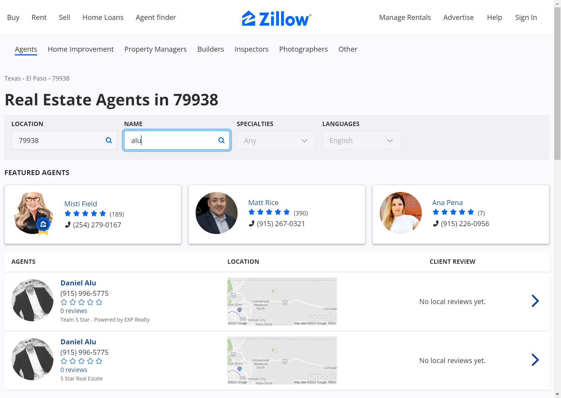 Click on Agent's Name