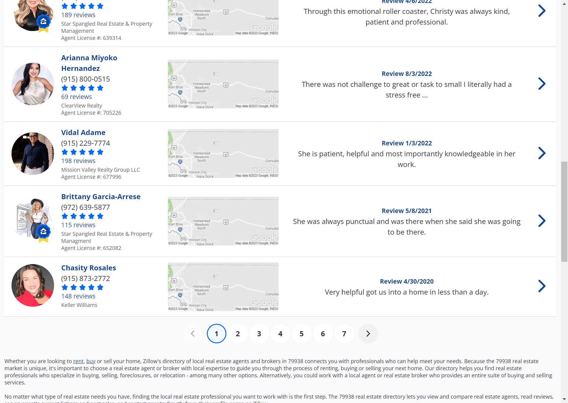 Click on the Next page for more Agents