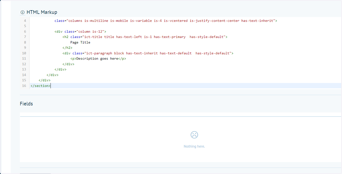 Paste code into the HTML Markup area