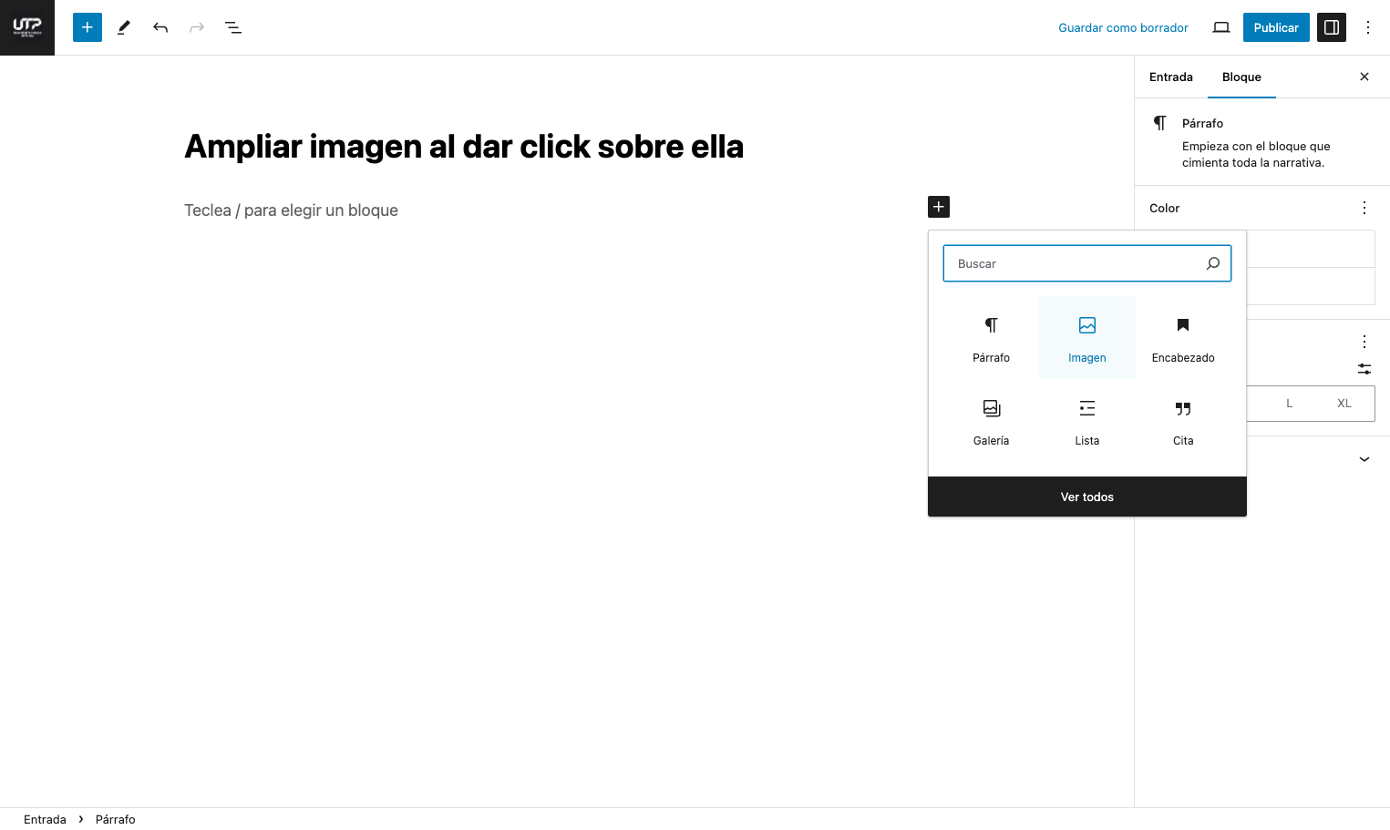 Click en el bloque Imagen