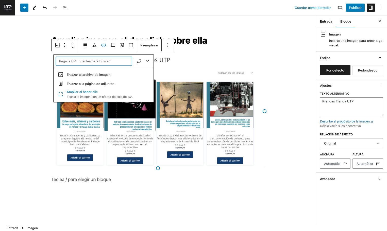Click en Ampliar al hacer clic…