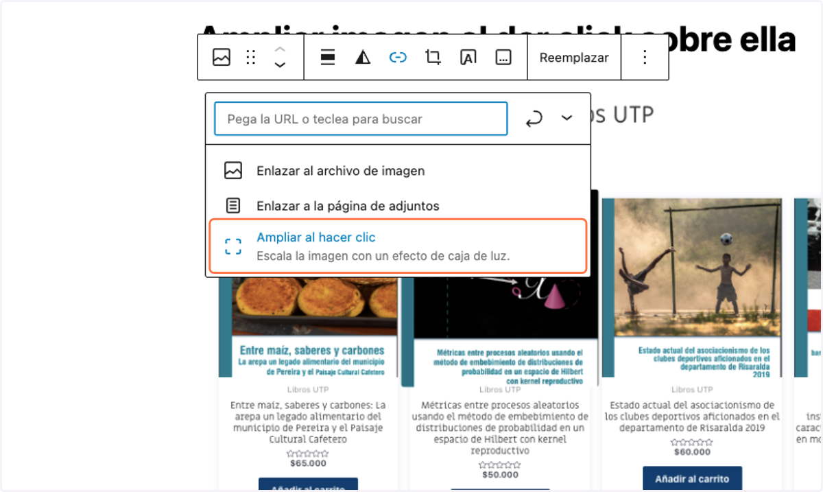 Click en Ampliar al hacer clic…