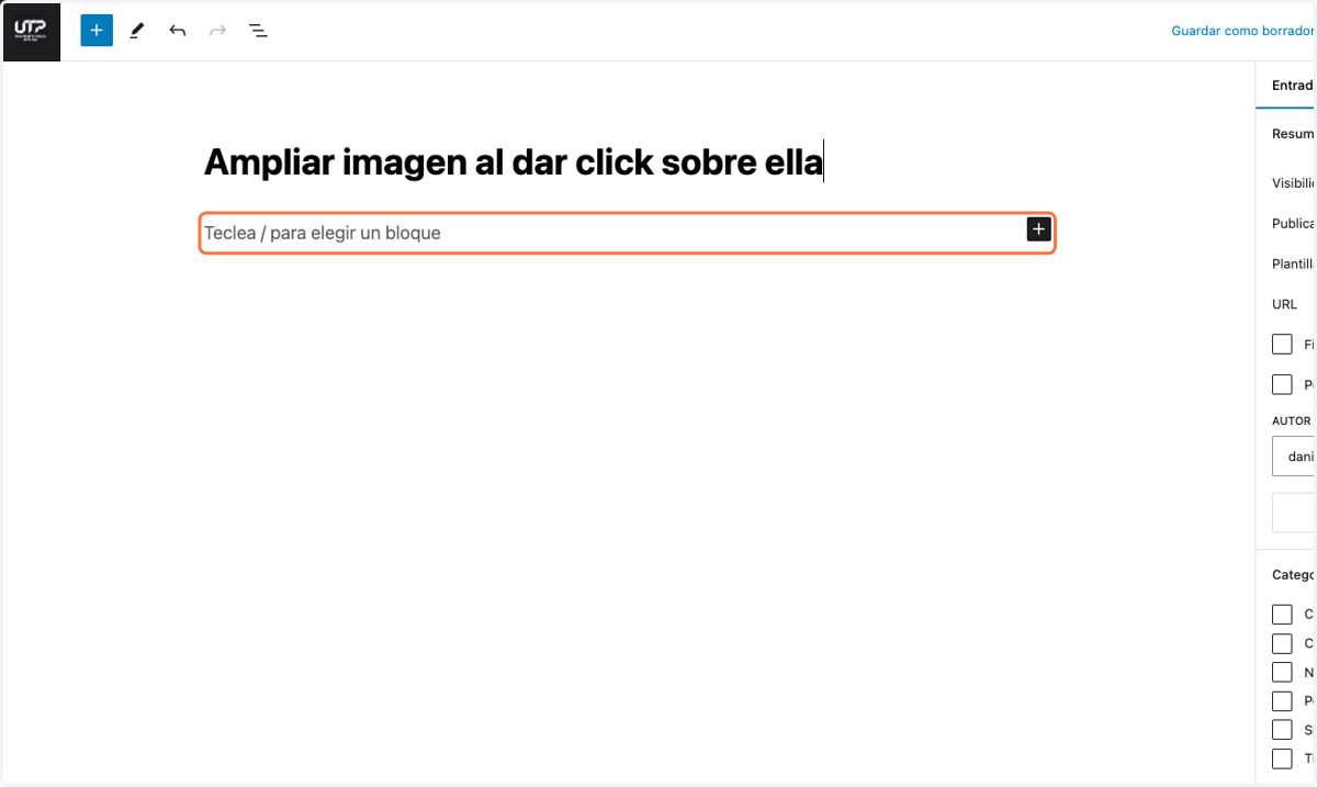 Click en Añadir bloque por defecto