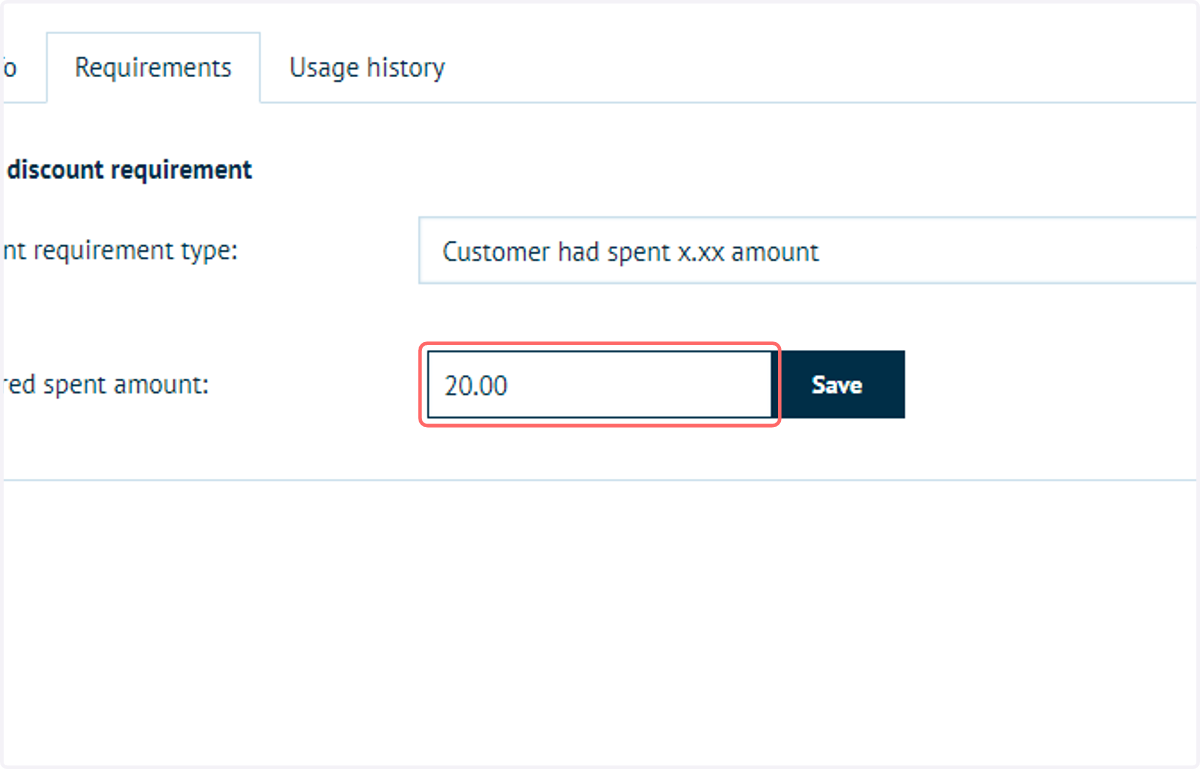 Type a required minimum spend
