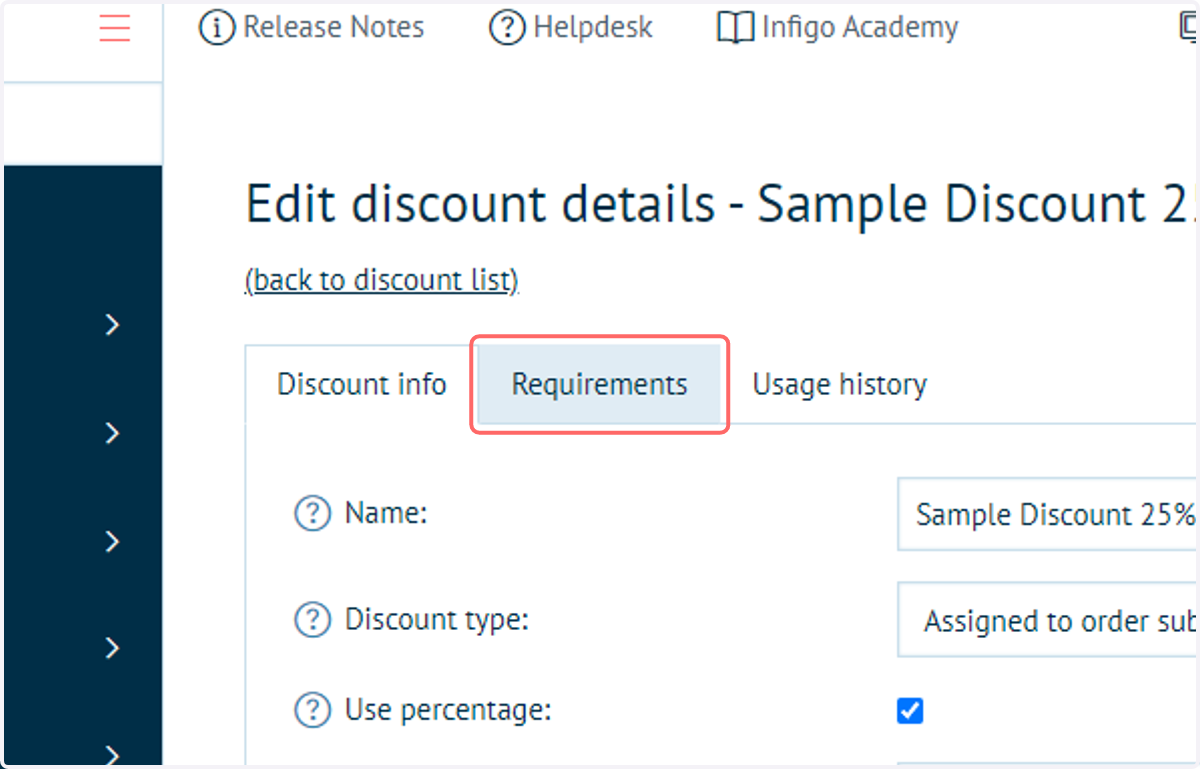Click on Requirements