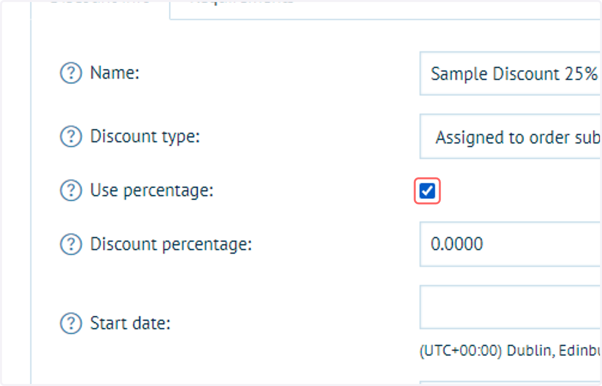Check Use percentage