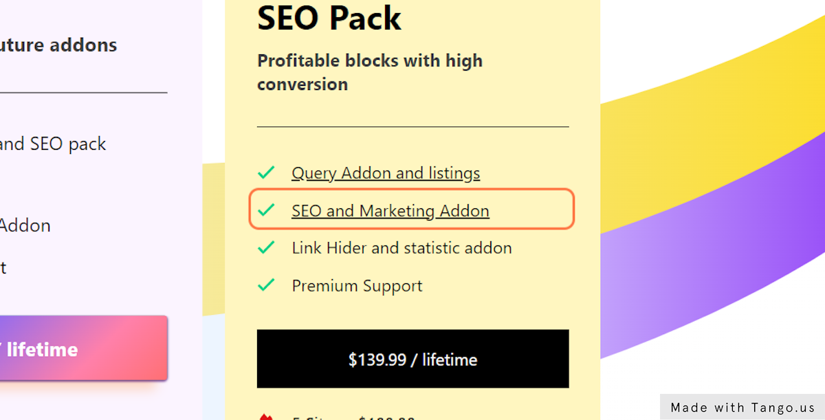 Click on SEO and Marketing Addon