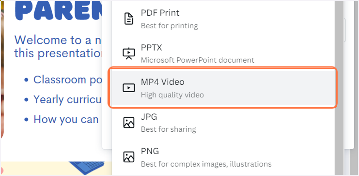 Click on MP4 Video…