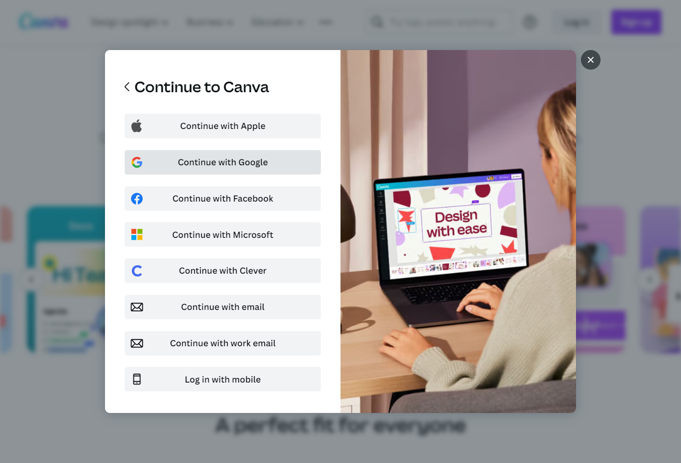 Click on Continue with Google and login in with your RCS Google Account