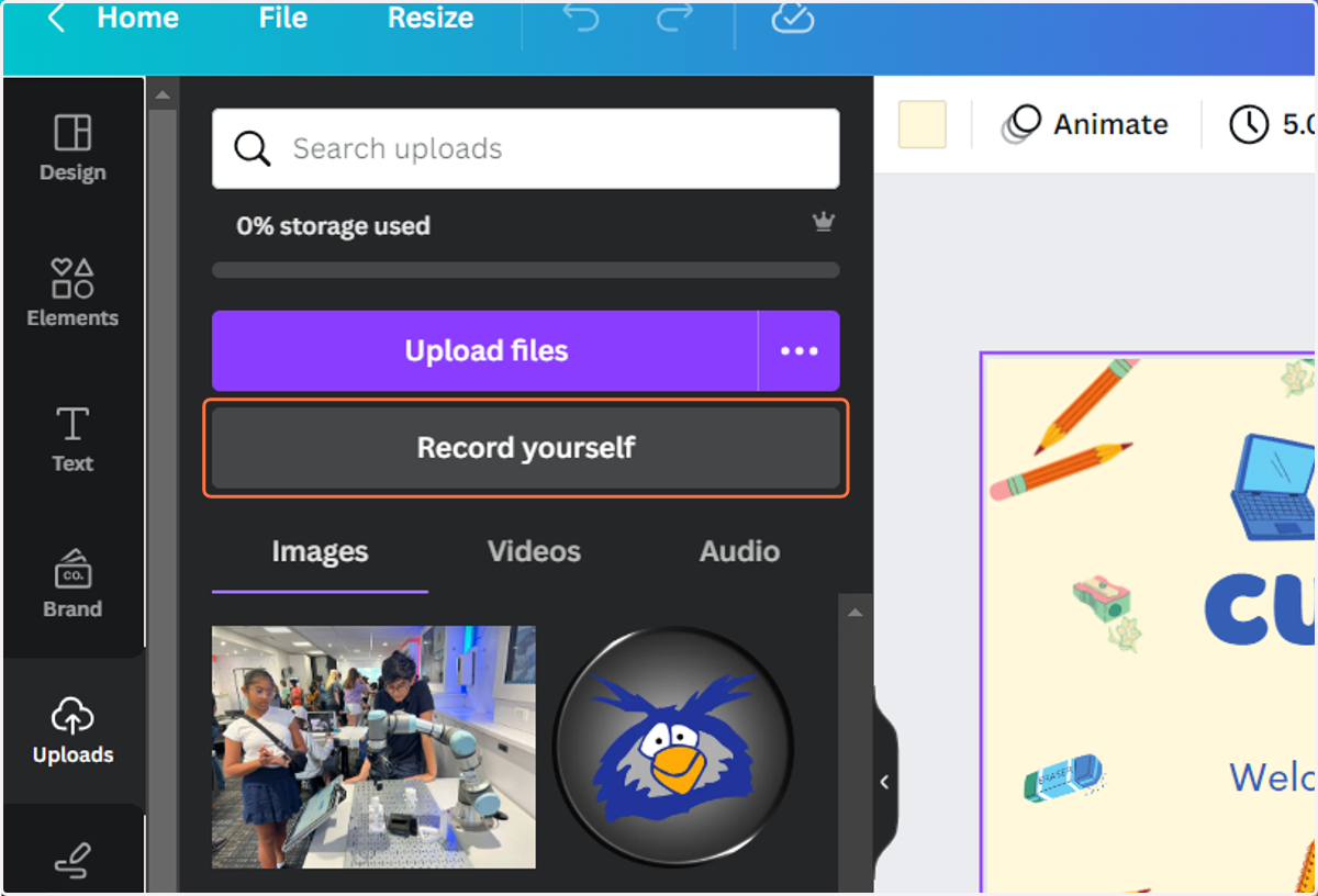 Click on Record yourself