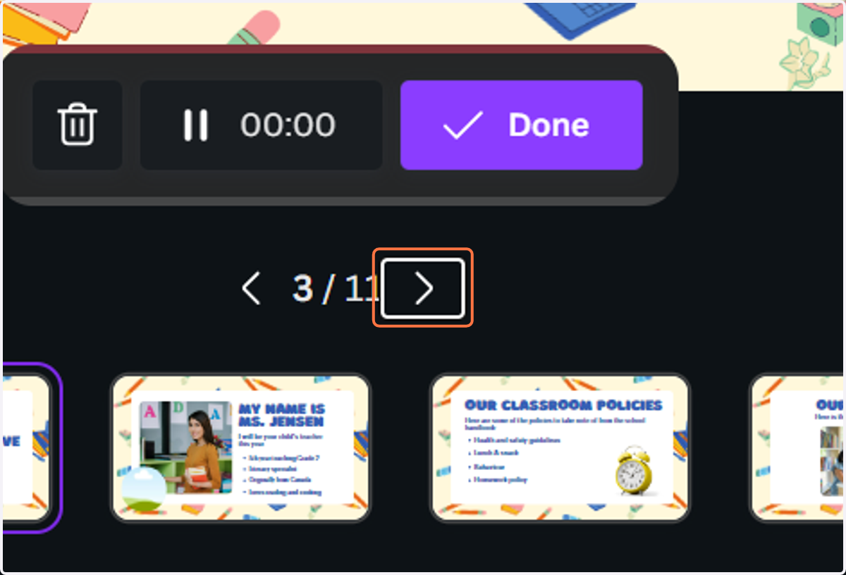 Click on Select next page to transition to the next slide