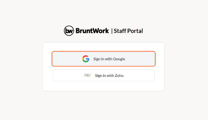 Click either Sign in with Google or Sign in with Zoho