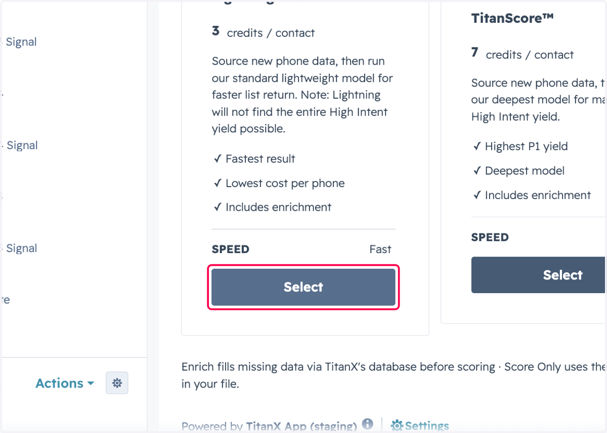 Select your scoring model