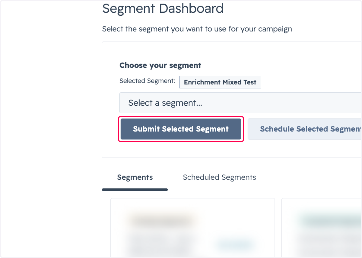 Click on Submit Selected Segment