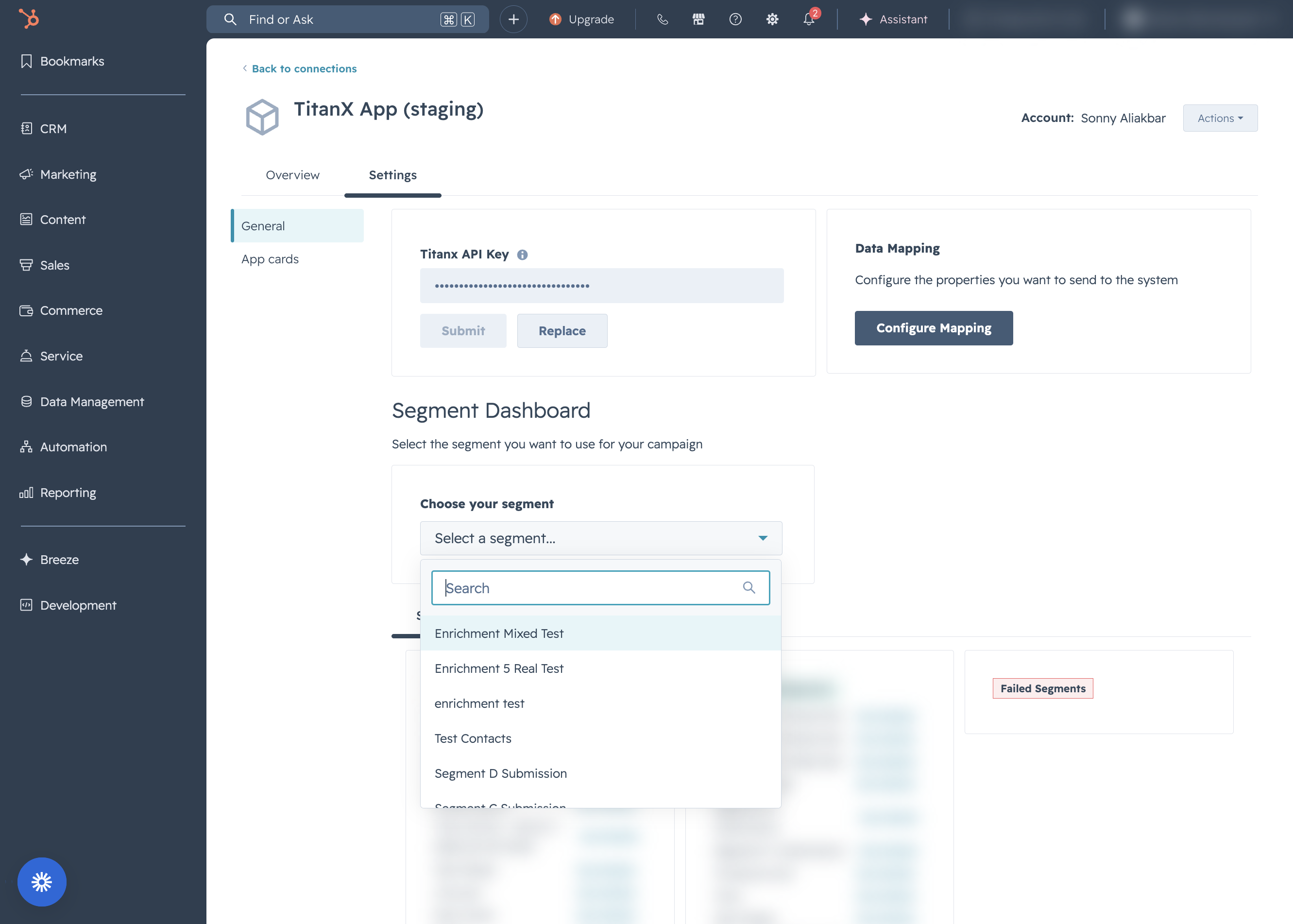 A. Click on Select a segment... B. Select the Segment you want to enrich