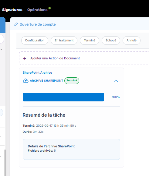 Click on Détails de l'archive SharePoint…