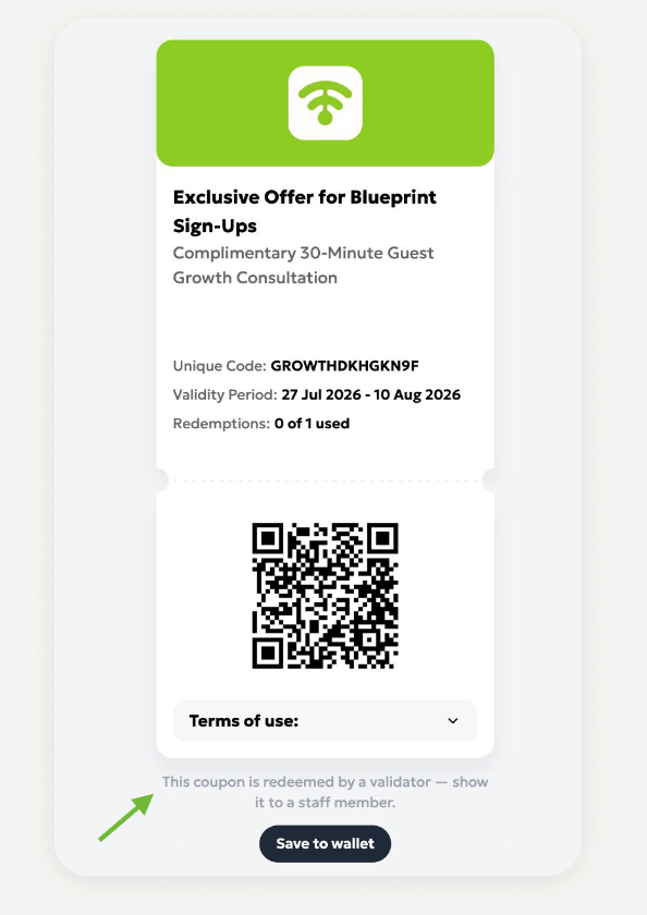 Validator Controlled Coupon