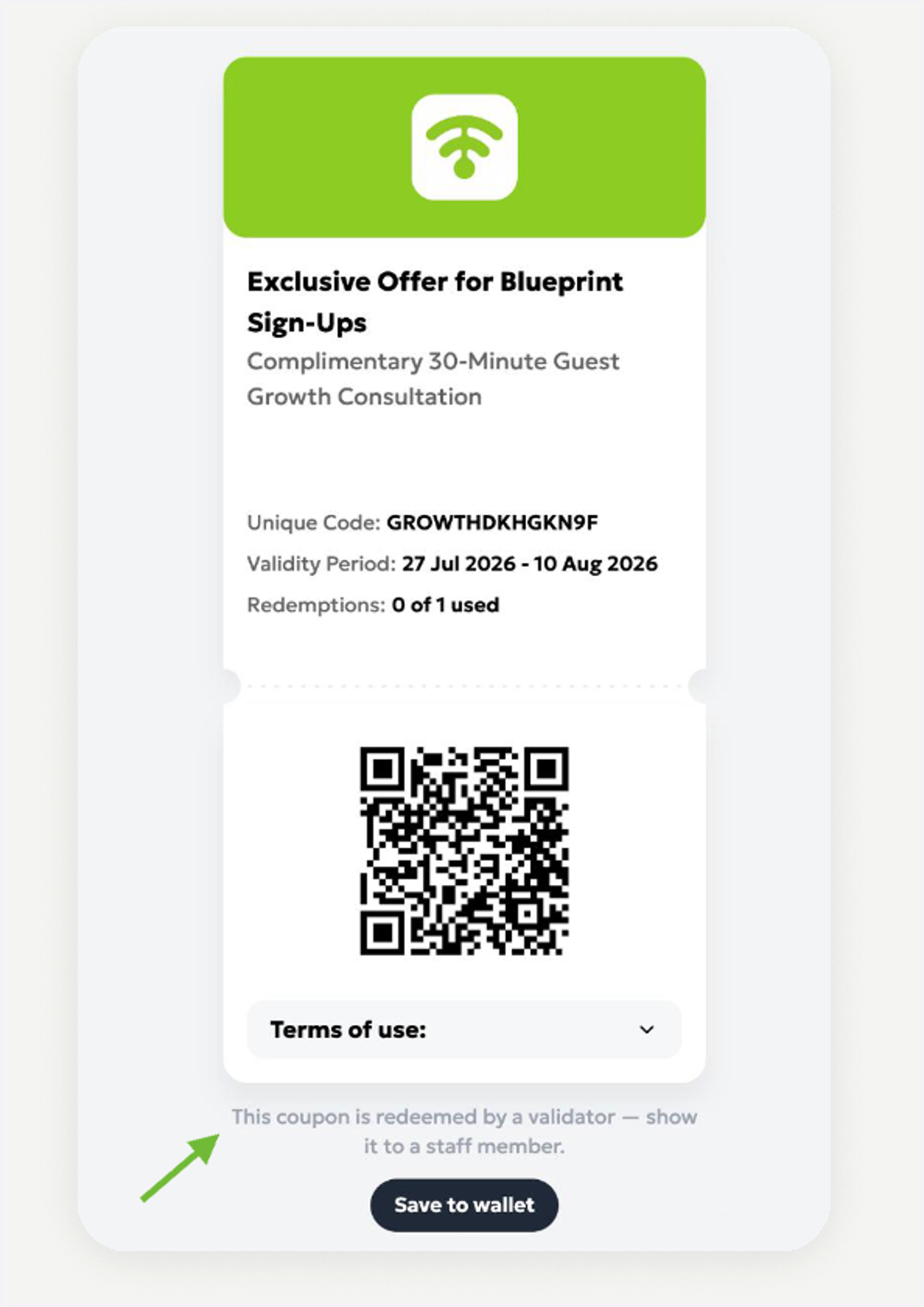 Validator Controlled Coupon