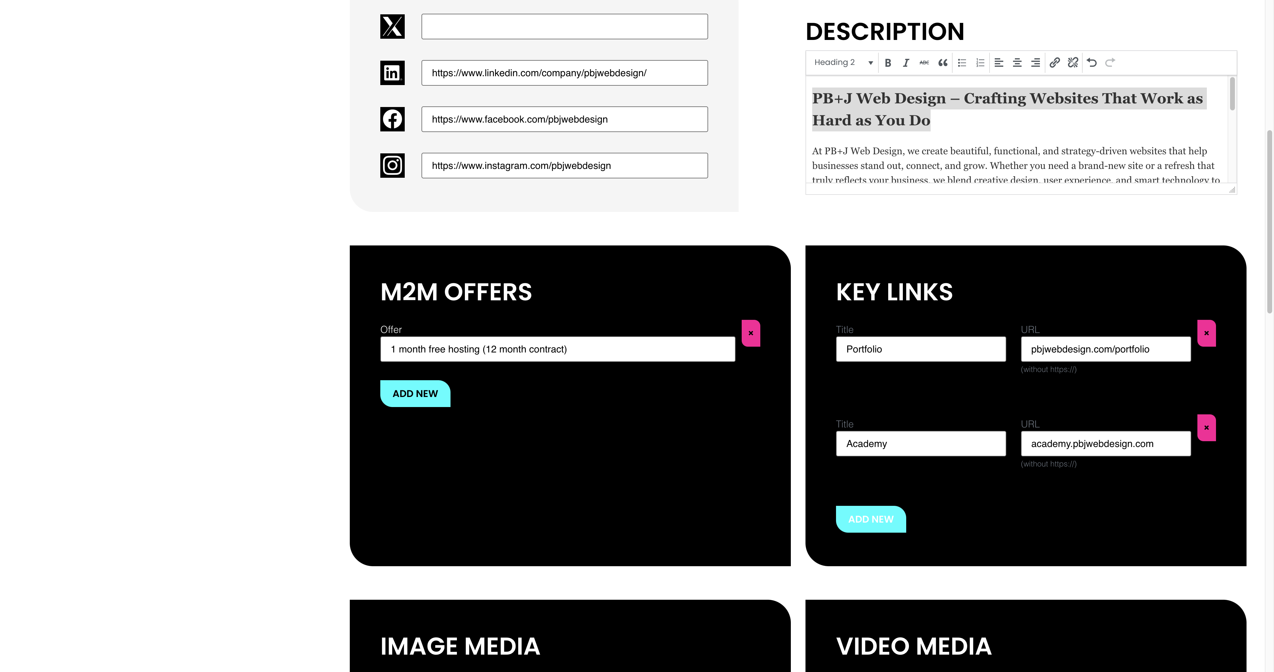 To add a new key link, click "ADD NEW"