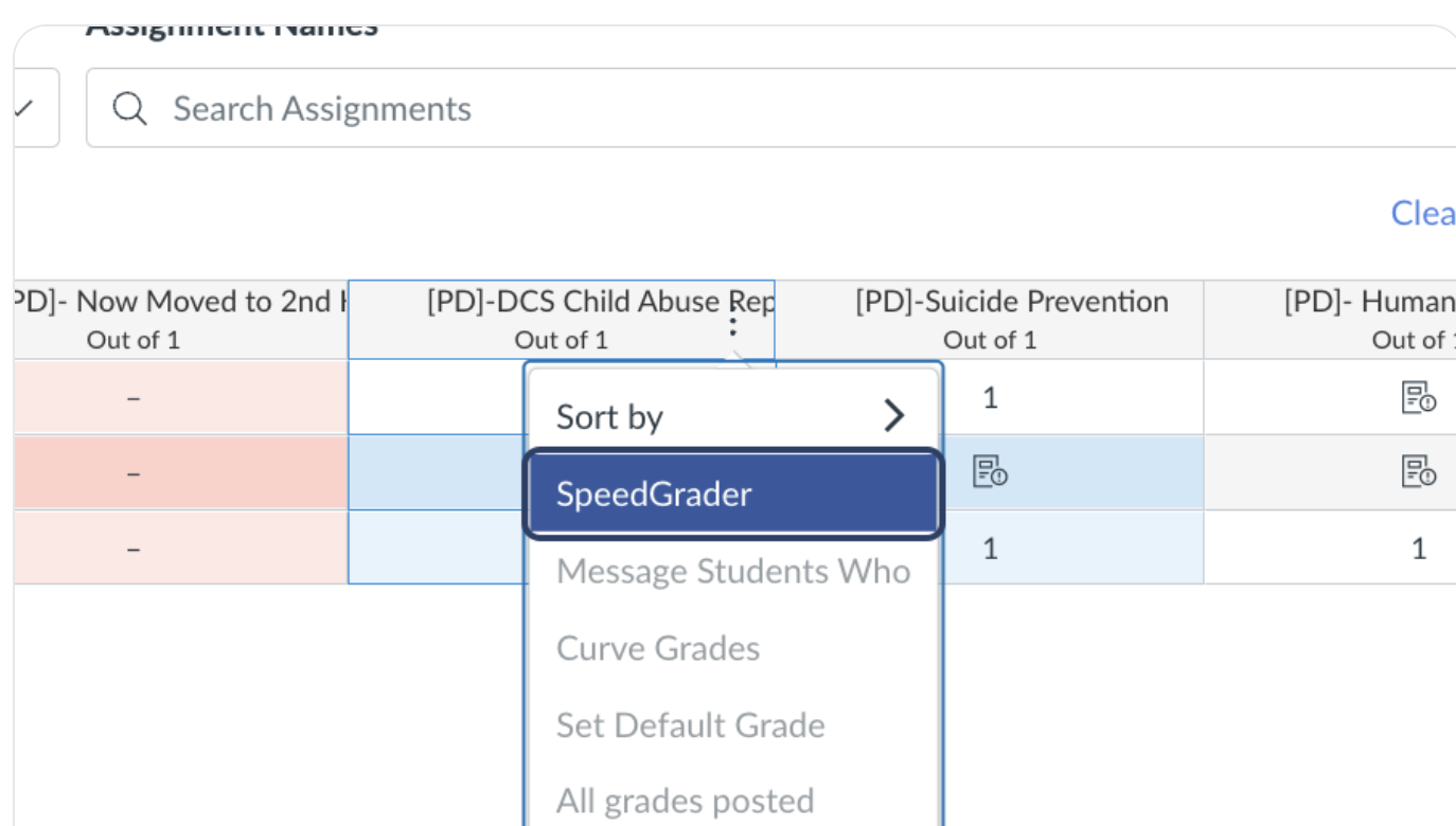 Click on SpeedGrader.