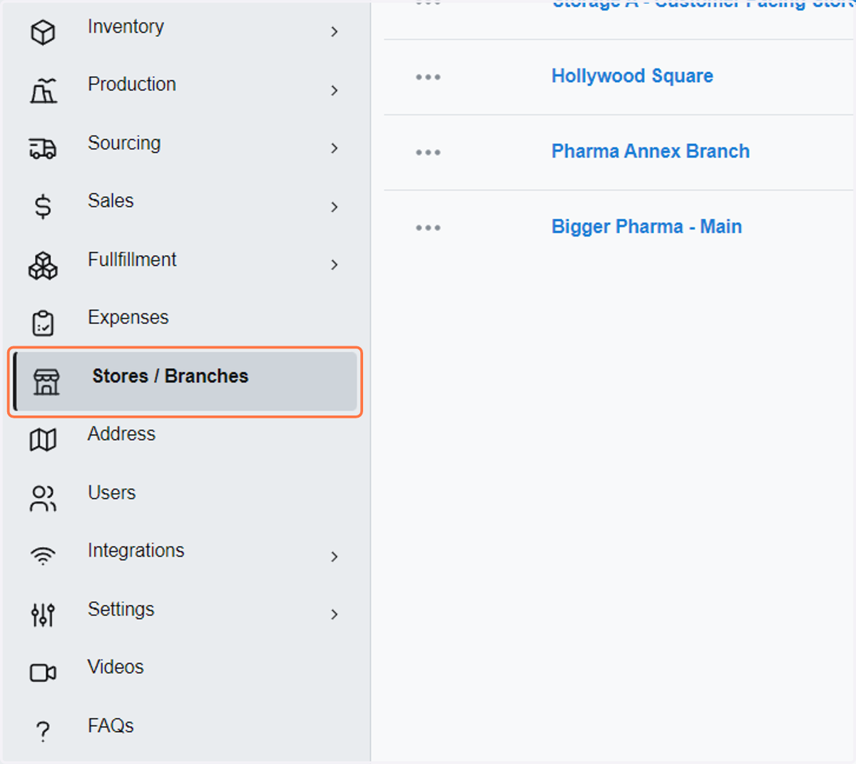 Click on Stores / Branches