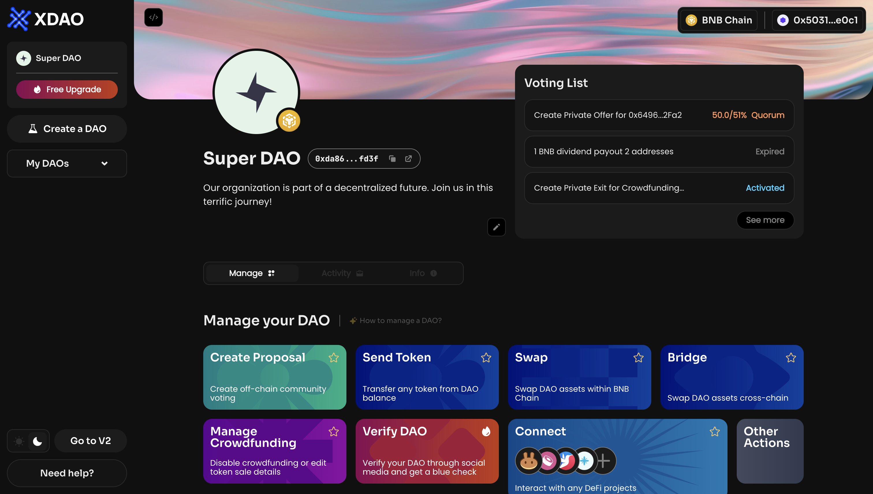 On the main page, click on Other Actions