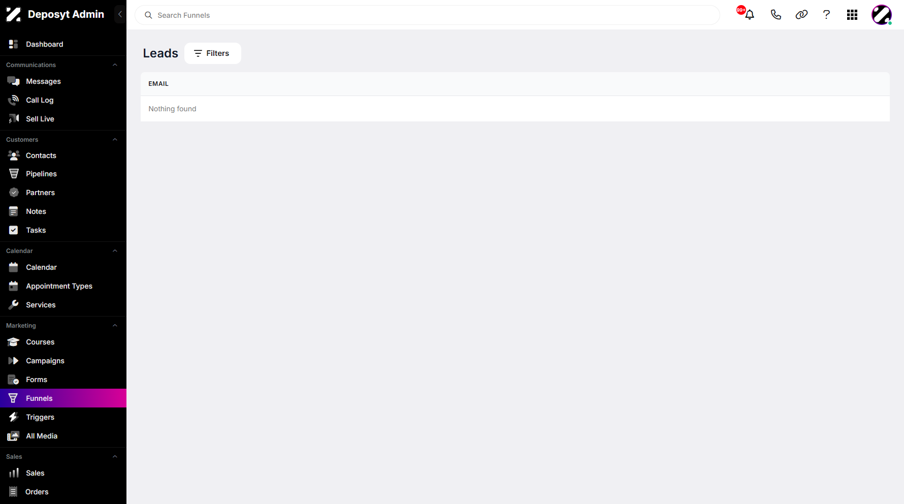 Step 7: You will then be taken to a new page, where you can view, visit, and manage your future funnel leads.