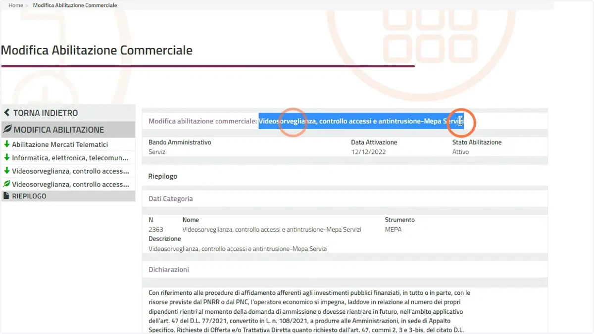 Memorizzare la categoria completata.