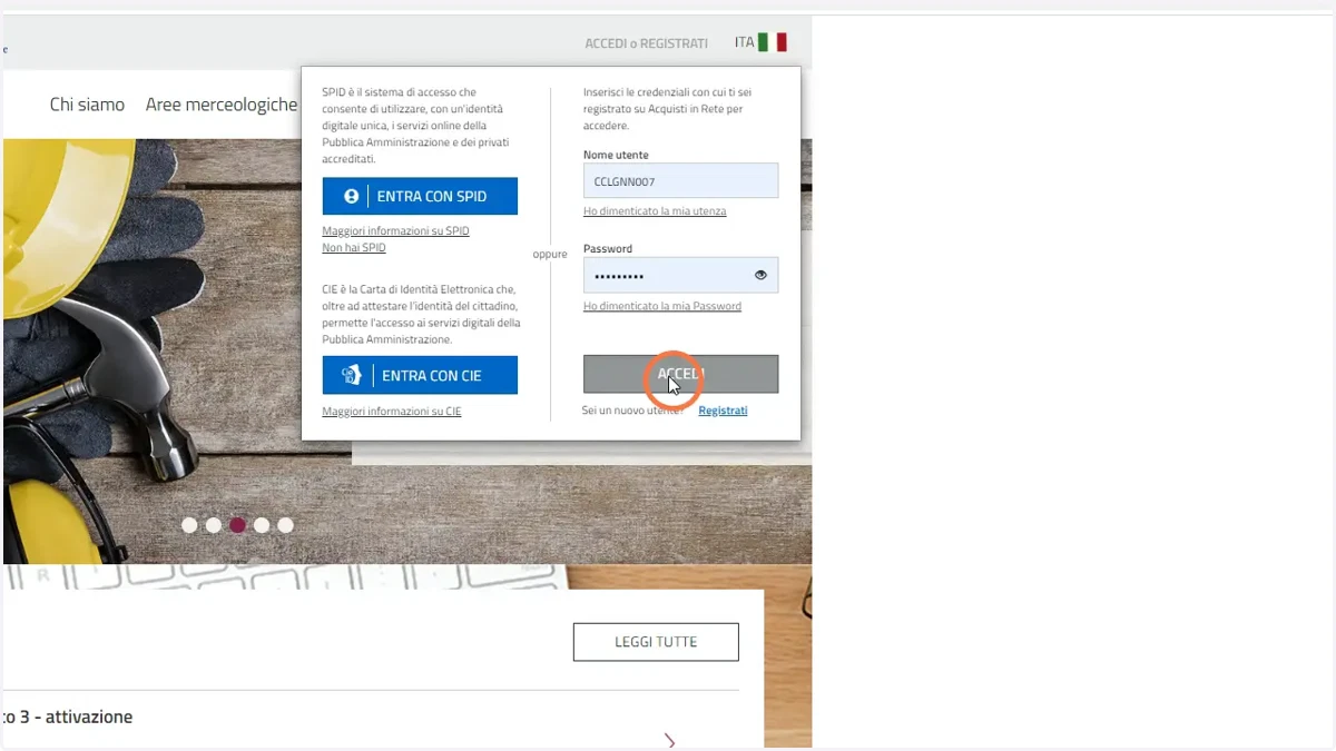 Eseguire il Log-In con i propri dati.