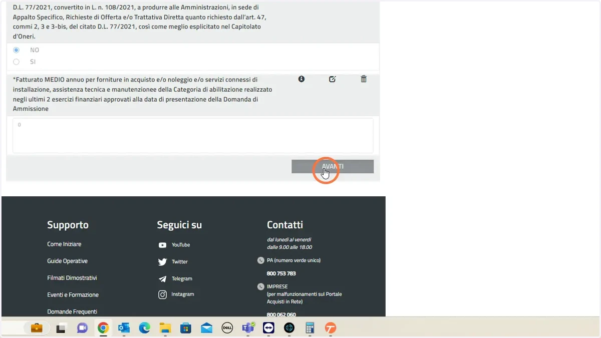 Buona parte dei nuovi dati richiesti, sono relativi al Fatturato medio annuo per quella specifica categoria.