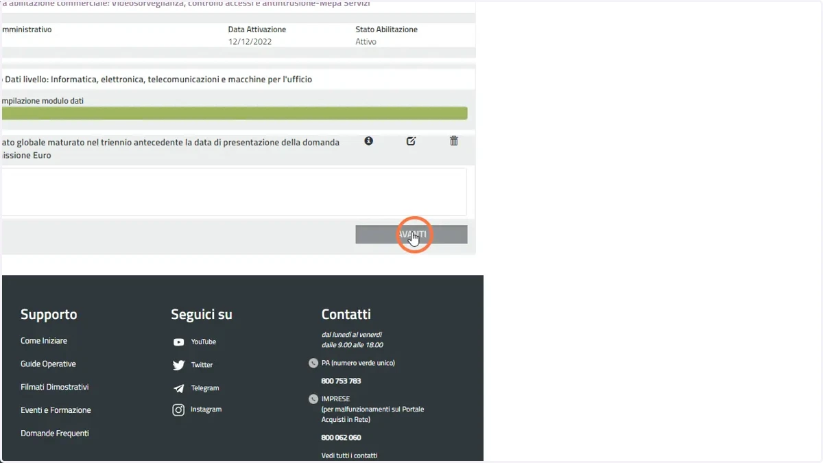 In base alla categoria, possono esserci anche molti step analoghi.