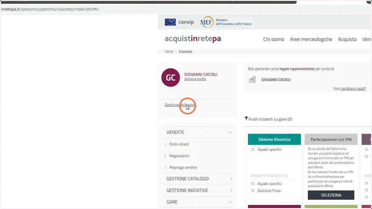 Entrare nella sezione "Gestione Abilitazione"