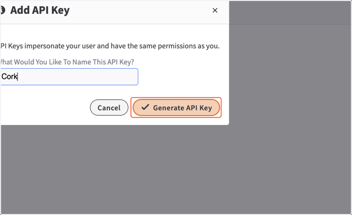 Click on Generate API Key
