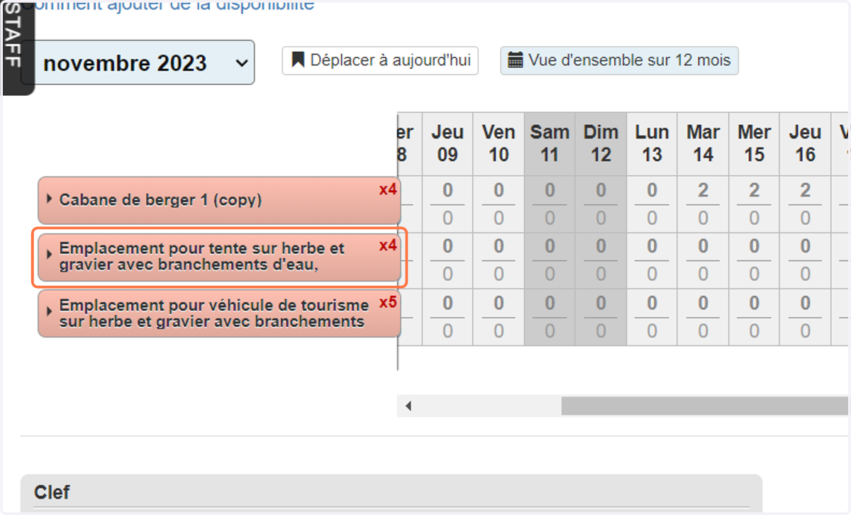 Cliquez sur le type d'unité pour lequel vous souhaitez ajouter un lien iCal
