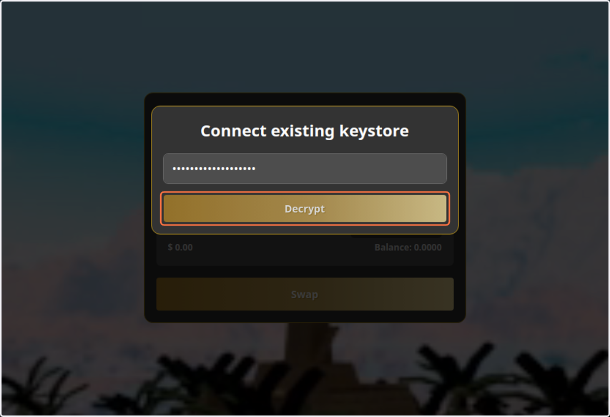 Type in your password and click "Decrypt"