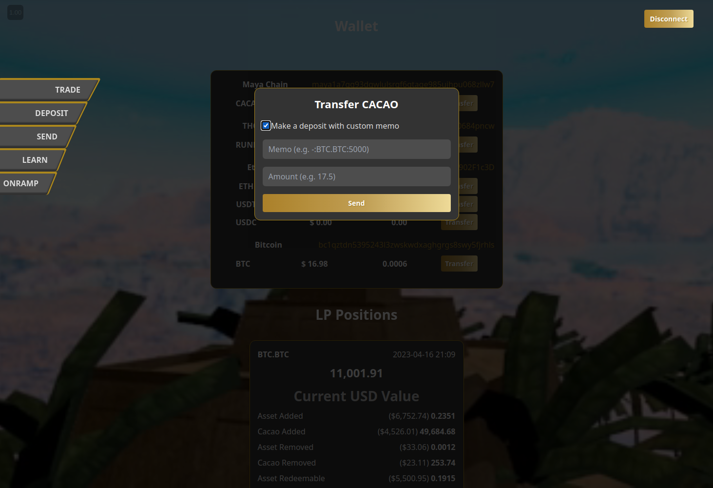 Check Make a deposit with custom memo