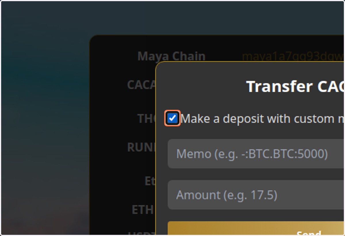 Check Make a deposit with custom memo