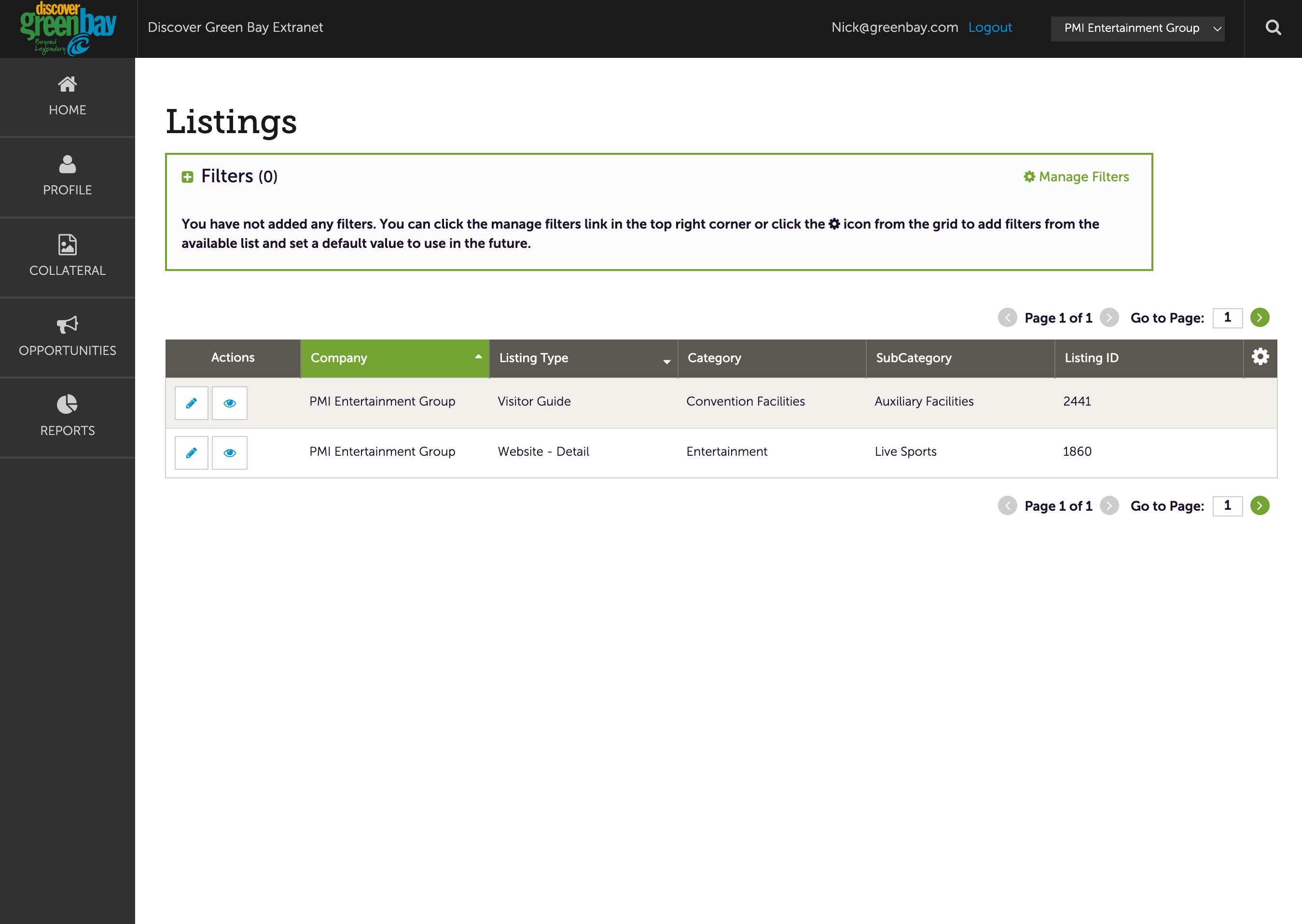 Under listing type find your Visitor Guide listing