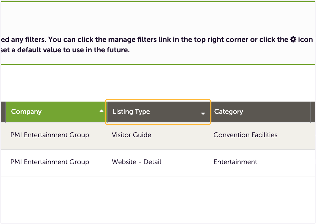 Under listing type find your Visitor Guide listing