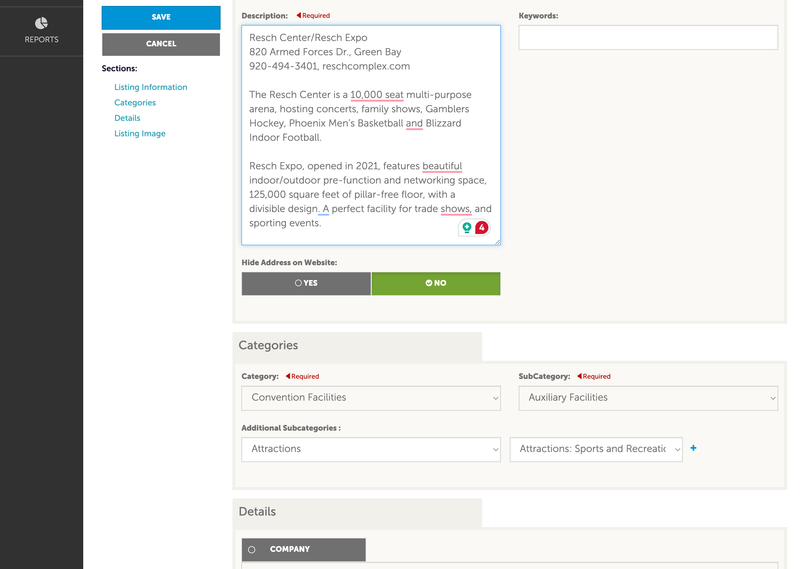 Verify you are listed in the correct catagories and subcatagories.