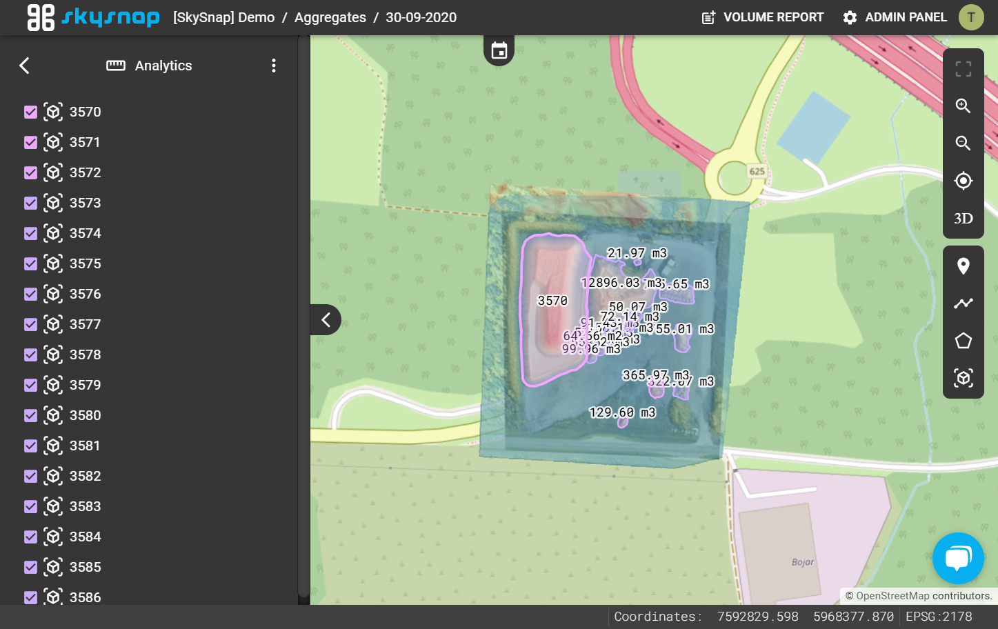 All stockpiles are visible on the map.