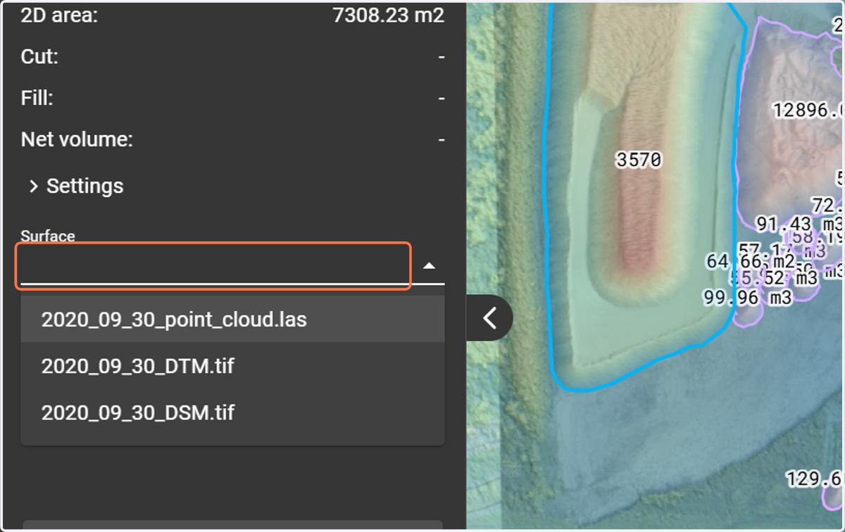 Here you can also edit the surface based on which volumes are calculated.